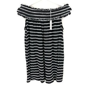 Max Studio Stripe Off the Shoulder Knit Top